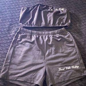 Crop Top With Matching Shorts Set
